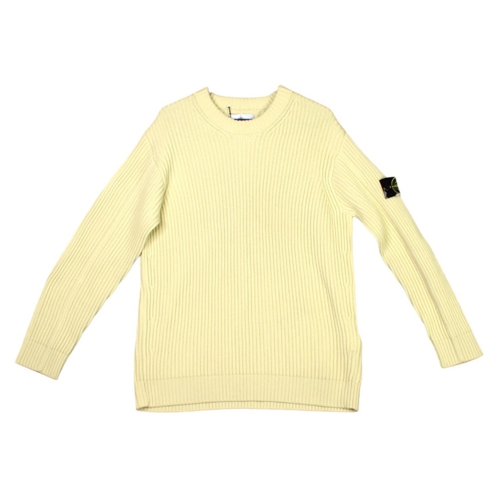 Stone Island Crewneck Sweater Logo Patch Unisex Size XL New Chunky Yellow Wool